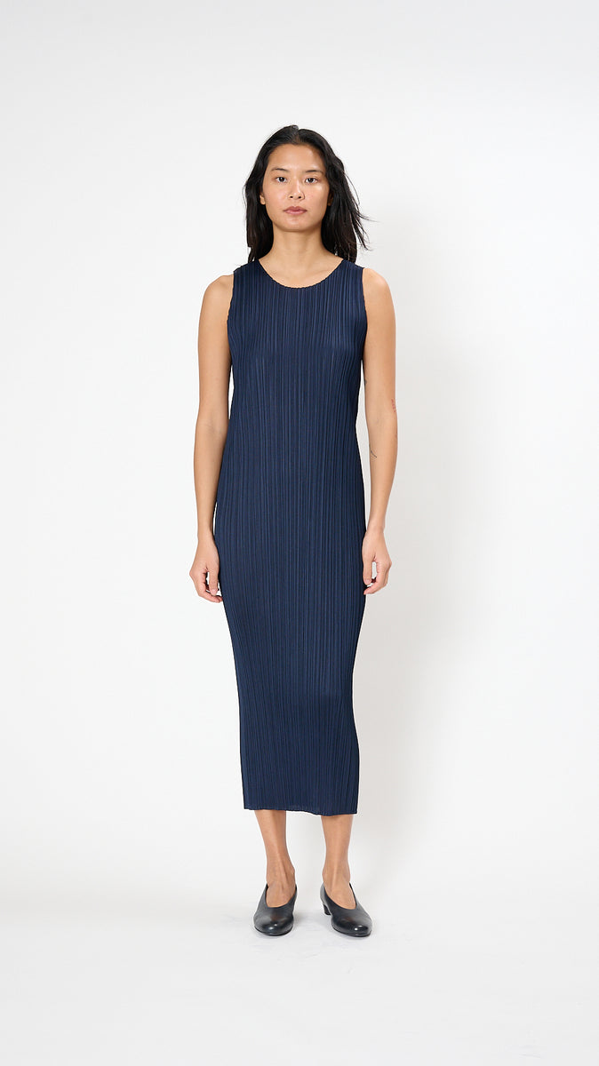 Issey Miyake Pleats Please New Colorful Basics 4 Dress in Navy – Diamond Dream Jewelry + Apparel