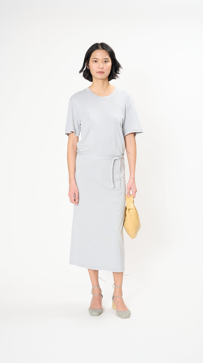 Lemaire Belted Rib T-shirt Dress in Blue Grey – Diamond