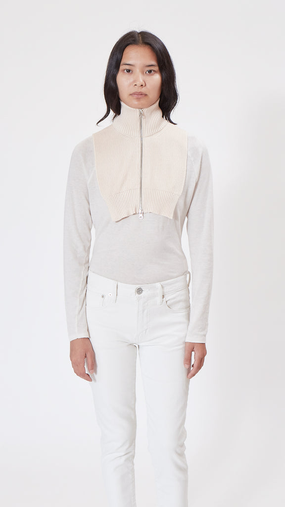 MM6 by Maison Margiela Rib Knit Turtleneck Scarf in Off White front