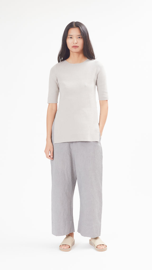 Lauren Manoogian Stretch Apron Tee in Silver full body front