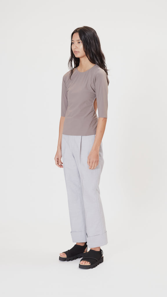 Issey Miyake Soma Top in Grey Side View
