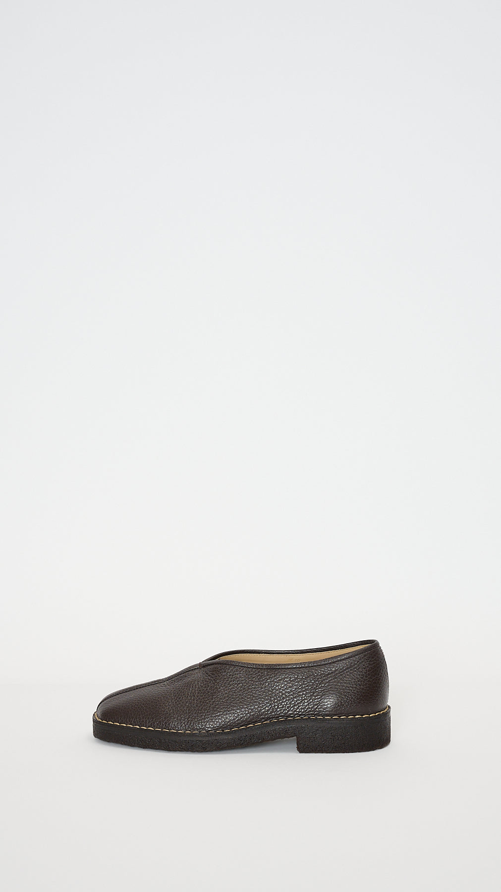 Lemaire Piped Crepe Slippers in Dark Brown