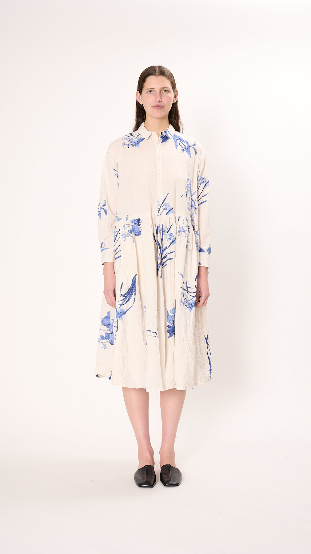 Pas de Calais Japonism Flower Print Dress in Ivory – Diamond Dream
