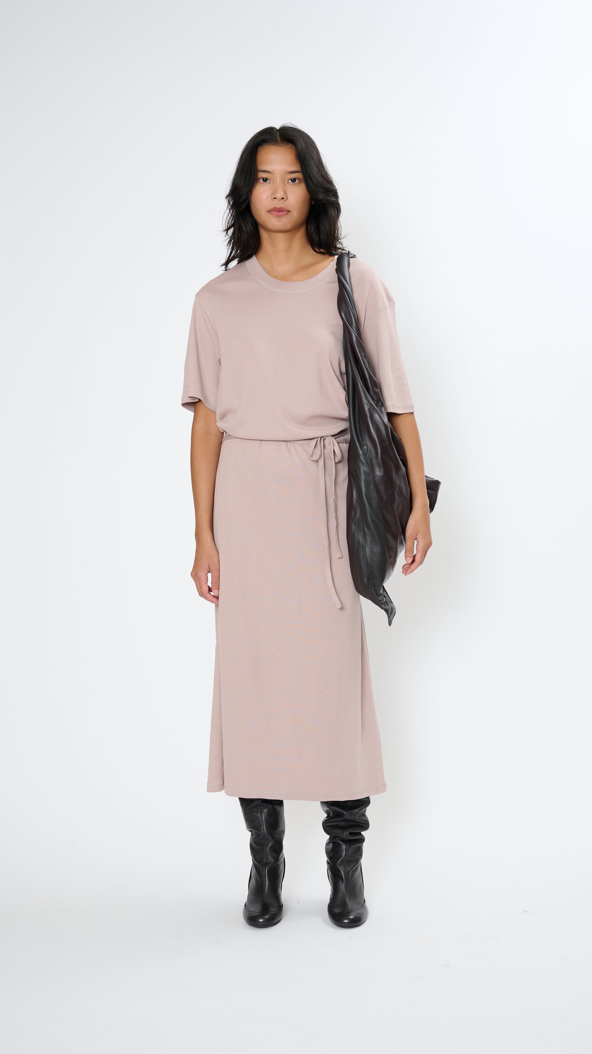 Lemaire Belted Rib T-shirt Dress in Violet Ice – Diamond Dream