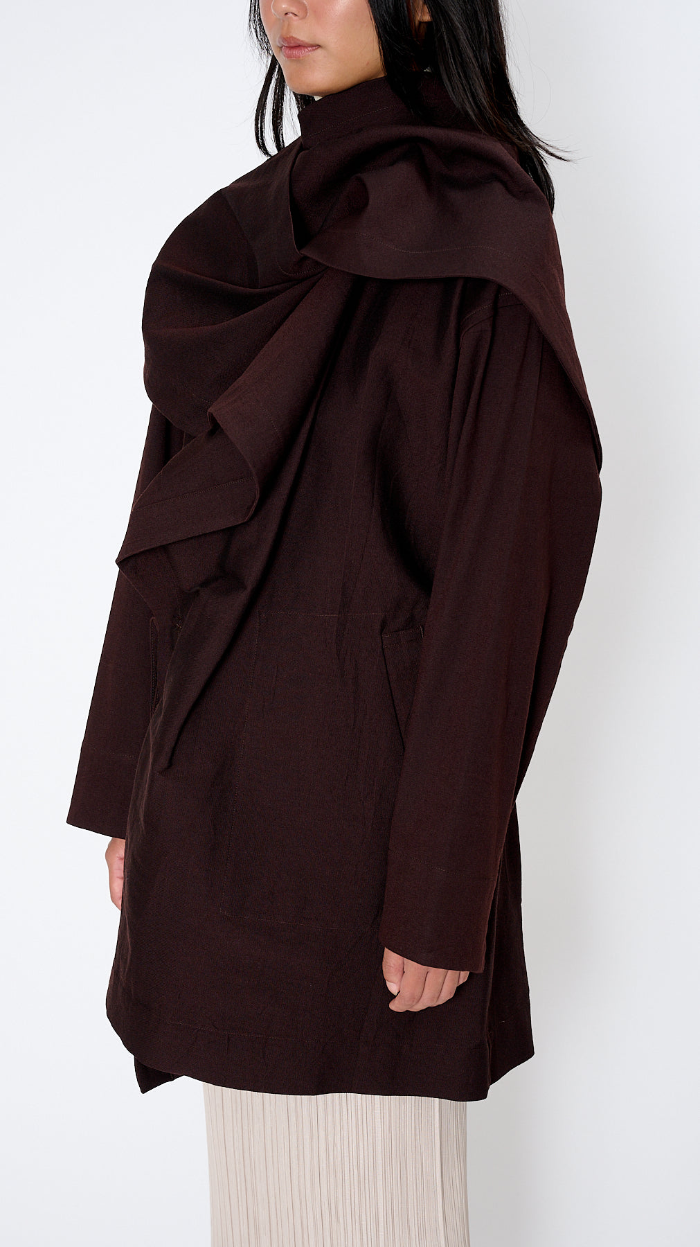 【送料&関税込】Issey Miyake Long Washi Wool Coat In Brown ISSEY MIYAKE Nylon Wool Long Coat Brown M | PLAYFUL