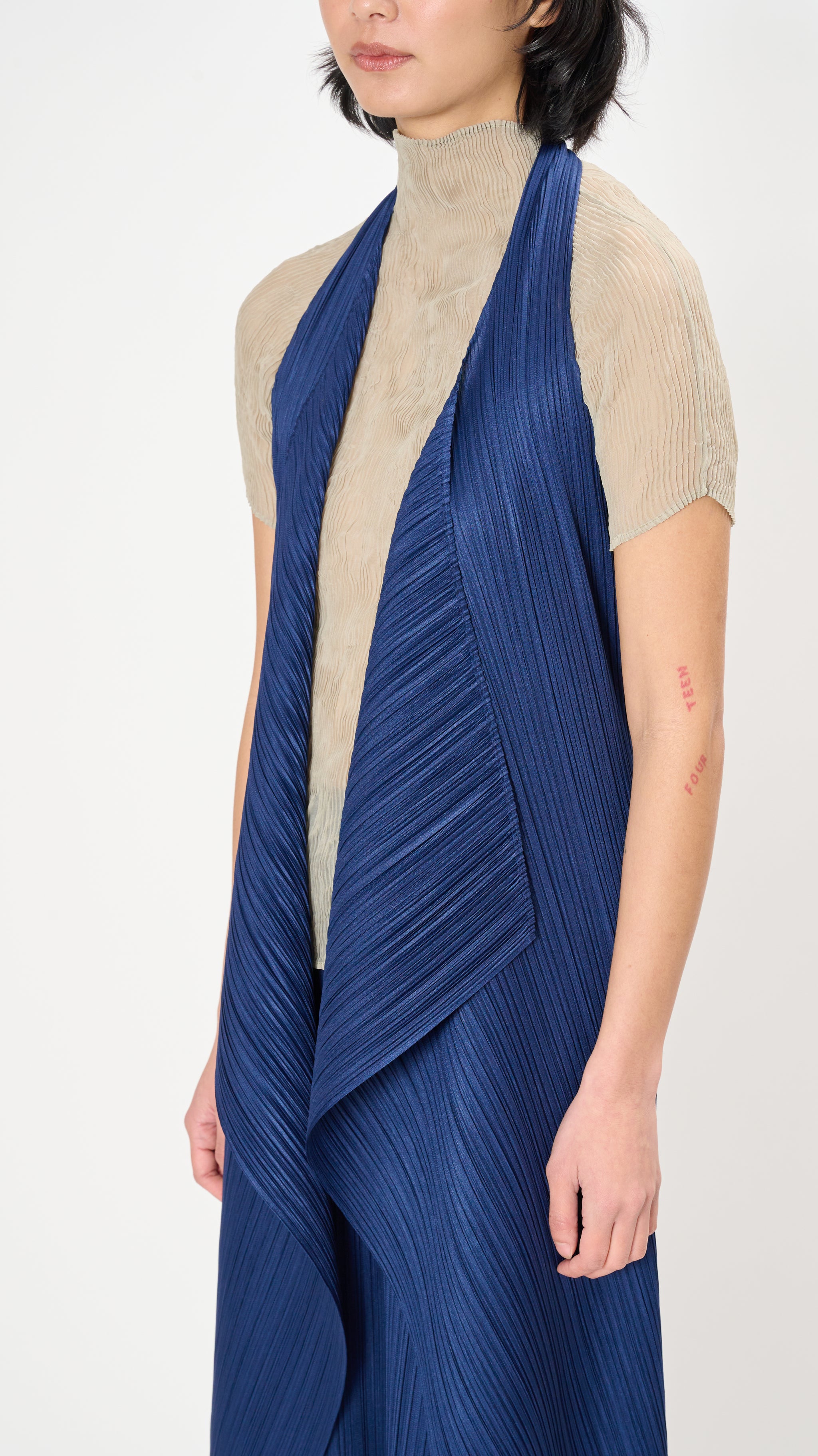 Issey Miyake Pleats Please February Monthly Colors Vest in Navy