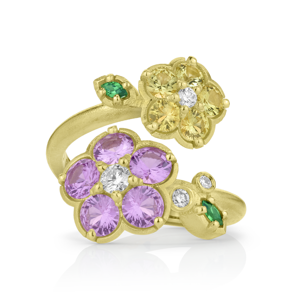 Paul Morelli Wild Child Bypass Ring In Yellow Gold With Pink And Yellow ...