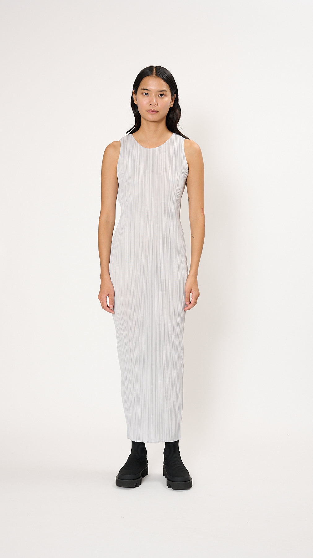 Pleats Please Issey Miyake Basics Pleated Midi Dress in Light Grey at Nordstrom, Size 5 Pleats Please Issey Miyake Basics Pleated Midi Dress in Light Grey at Nordstrom, Size 5