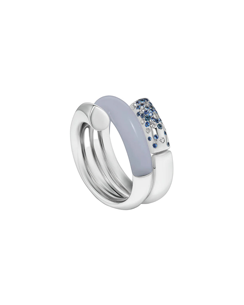 Tabayer Tabayer Oera Coil Ring in 18k White Gold and Blue Chalcedony – Diamond ...