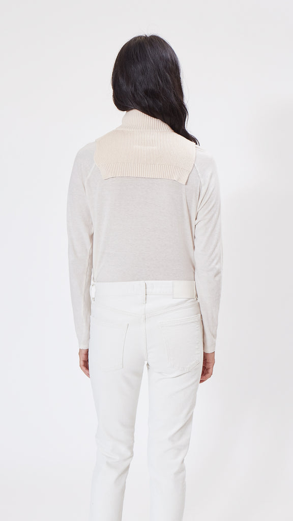 MM6 by Maison Margiela Rib Knit Turtleneck Scarf in Off White backview