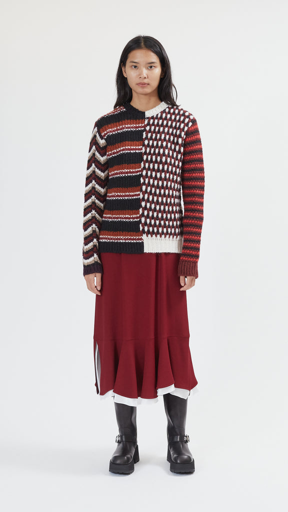 Marni 3D-Stitch Sweater with Blended Yarns in Wine full body