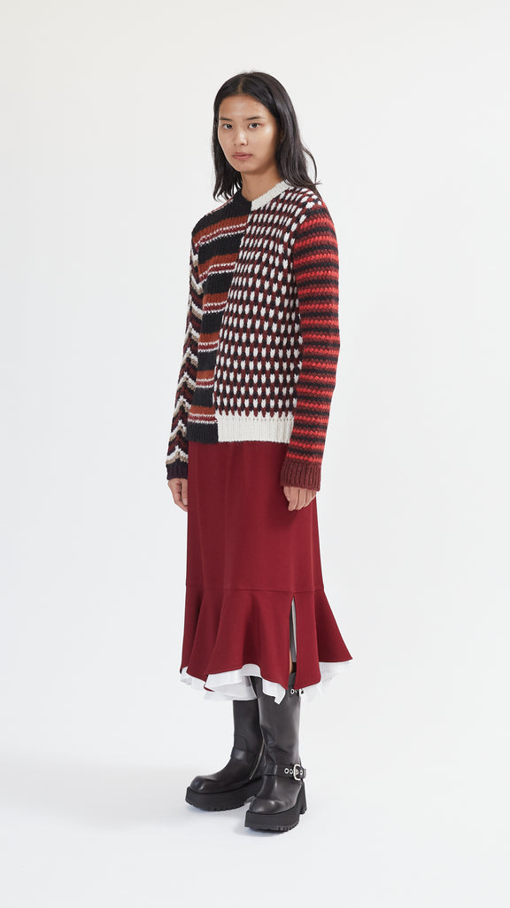 Marni 3D-Stitch Sweater with Blended Yarns in Wine front