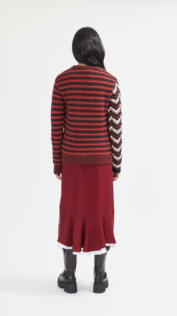 Marni 3D-Stitch Sweater with Blended Yarns in Wine back detail