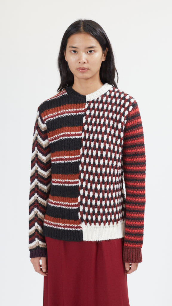 Marni 3D-Stitch Sweater with Blended Yarns in Wine front detail