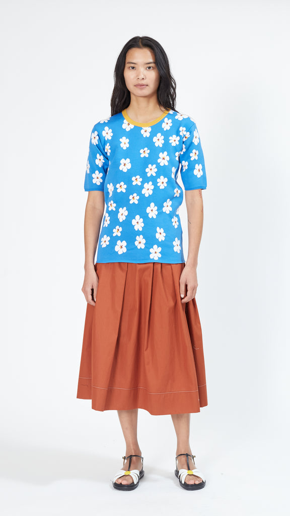 Marni All Over Daisy Jacquard Sweater in Blue Front