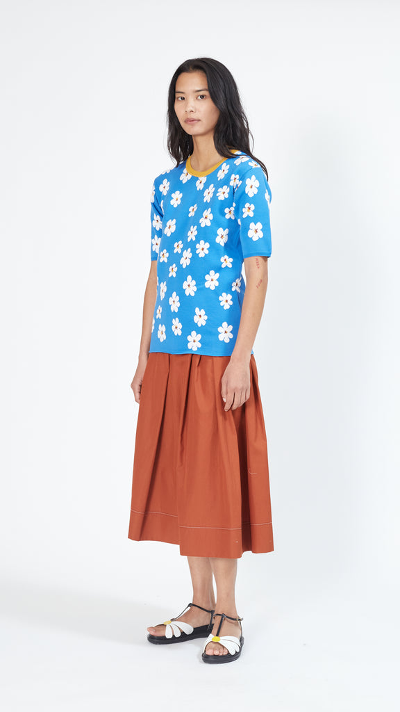 Marni All Over Daisy Jacquard Sweater in Blue Side