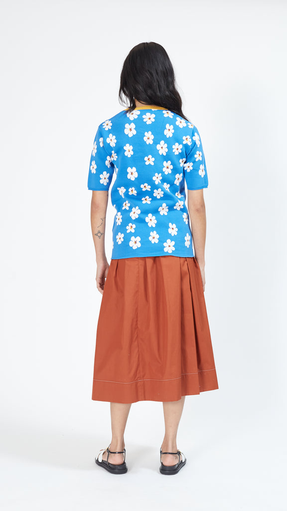 Marni All Over Daisy Jacquard Sweater in Blue Back