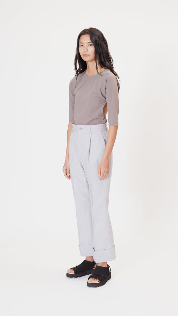 Issey Miyake Carved Pant in Light Grey Side View