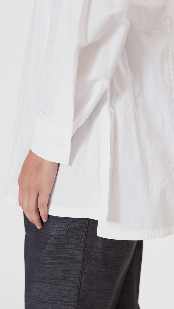 Issey Miyake Fine Shirt in White Side Slit Detail