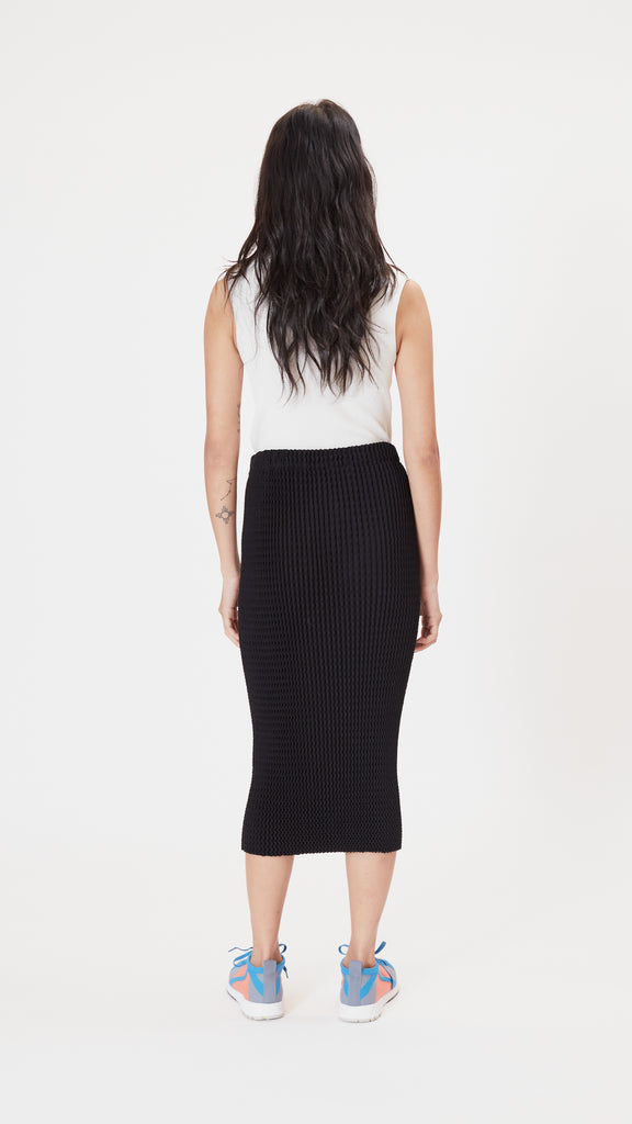 Issey Miyake Spongy BK/WT-26 Skirt in Black Back View