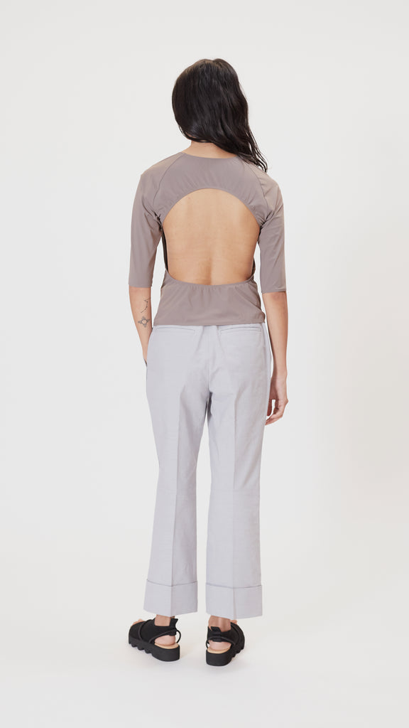 Issey Miyake Soma Top in Grey Back View