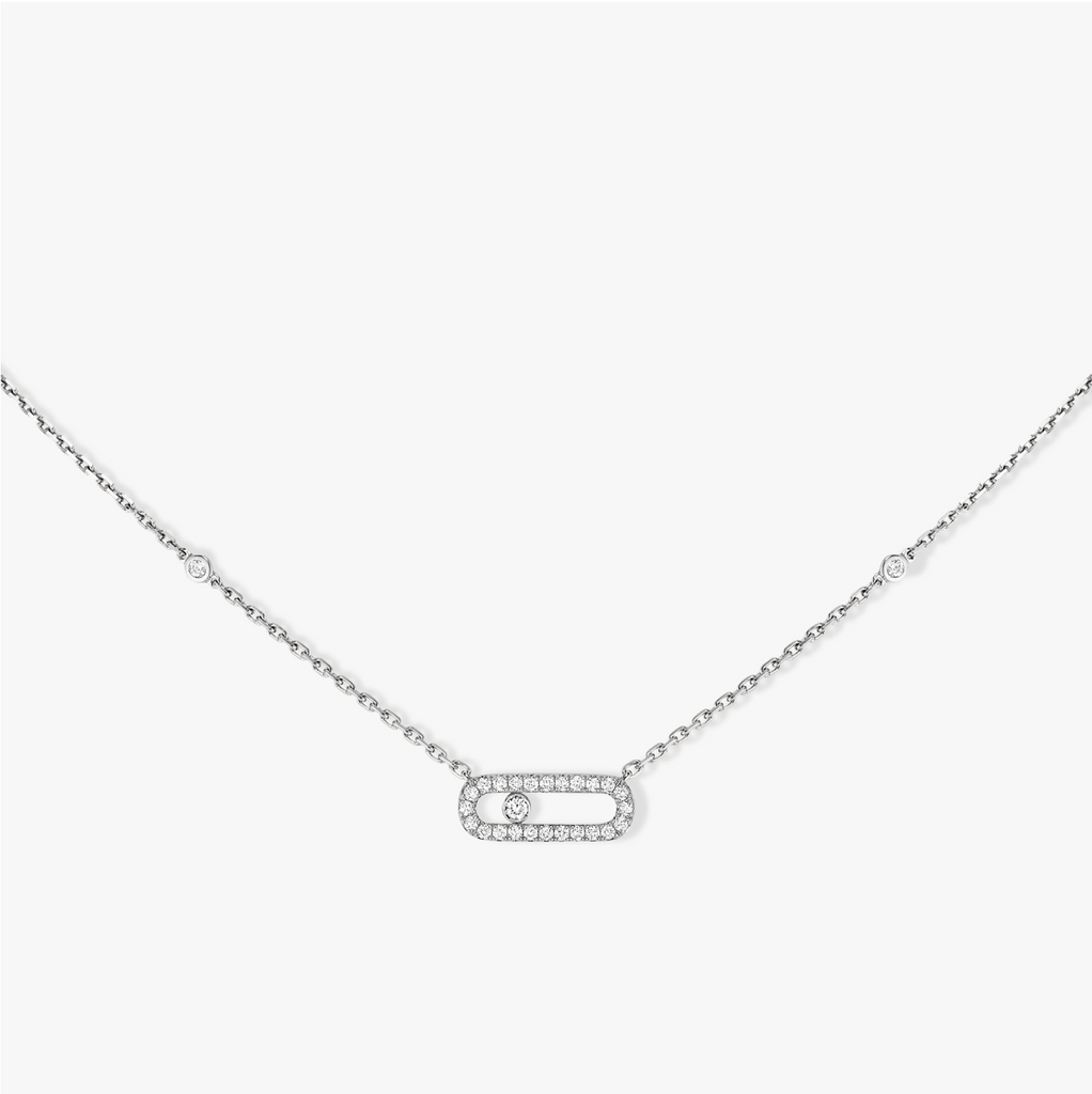 Messika Move Uno Pavé Necklace in White Gold with Diamonds