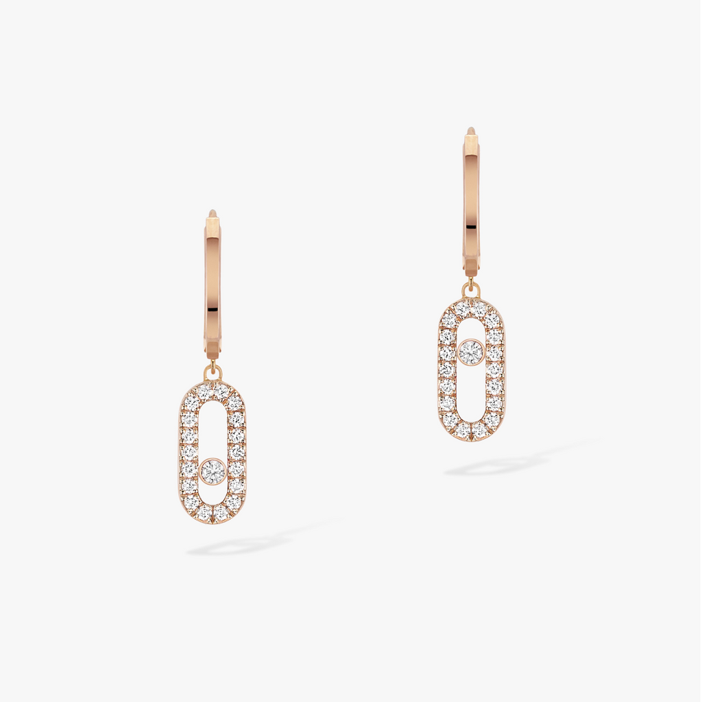 Move Uno Hoop Earrings in Rose Gold with Diamonds