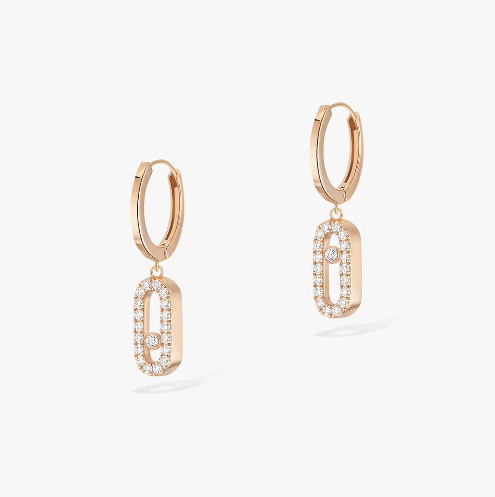 Move Uno Hoop Earrings in Rose Gold with Diamonds