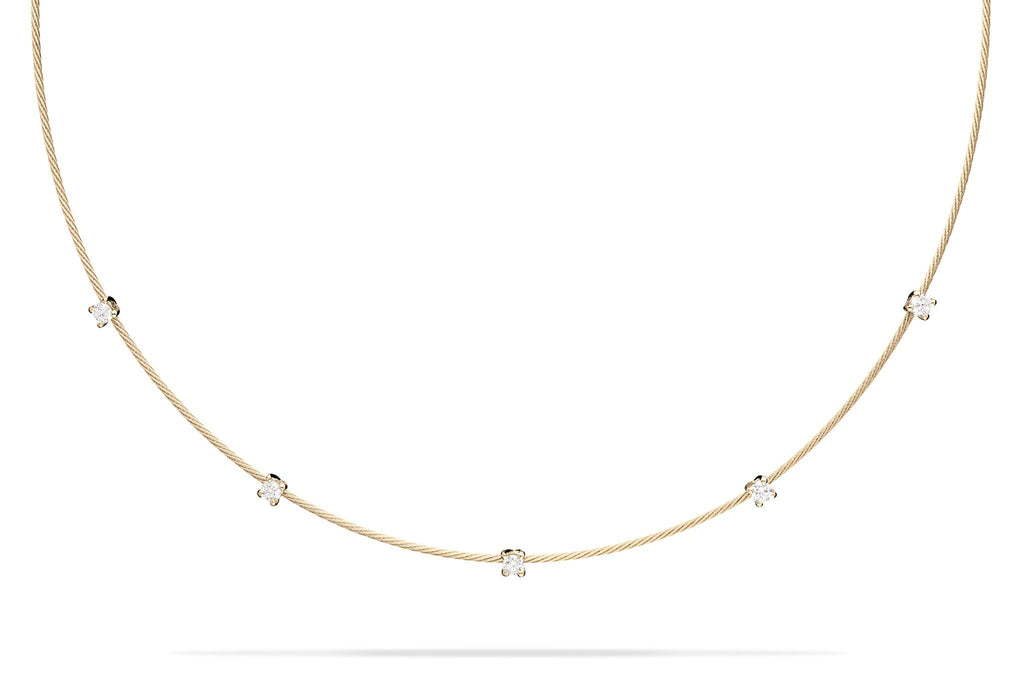 Single Unity Necklace with 5 Diamonds in Yellow Gold