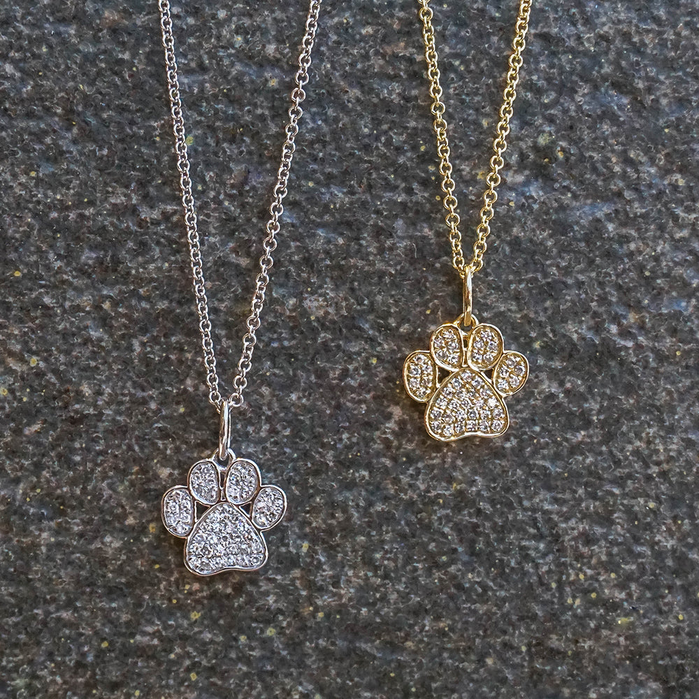 Paw Print Necklace Pendant 14k Gold Necklace Solid Gold Necklace Animal  Jewelry Cat and Dog Lover Gift - Etsy