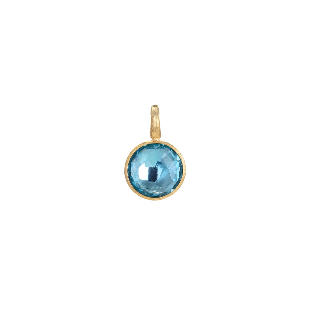 Jaipur Collection 18K Small Stackable Pendant with Blue Topaz