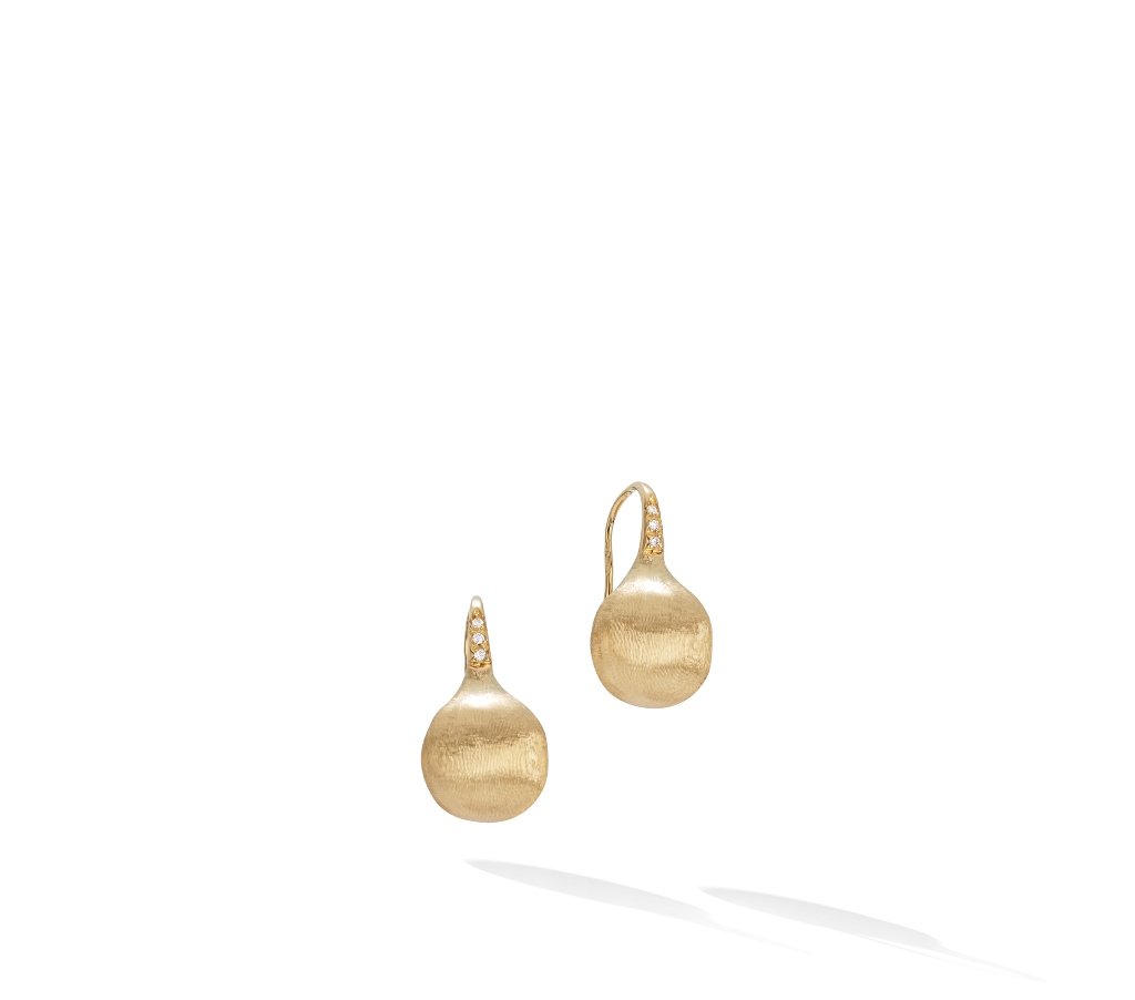 18K Yellow Gold and Diamond Medium French Wire Earrings