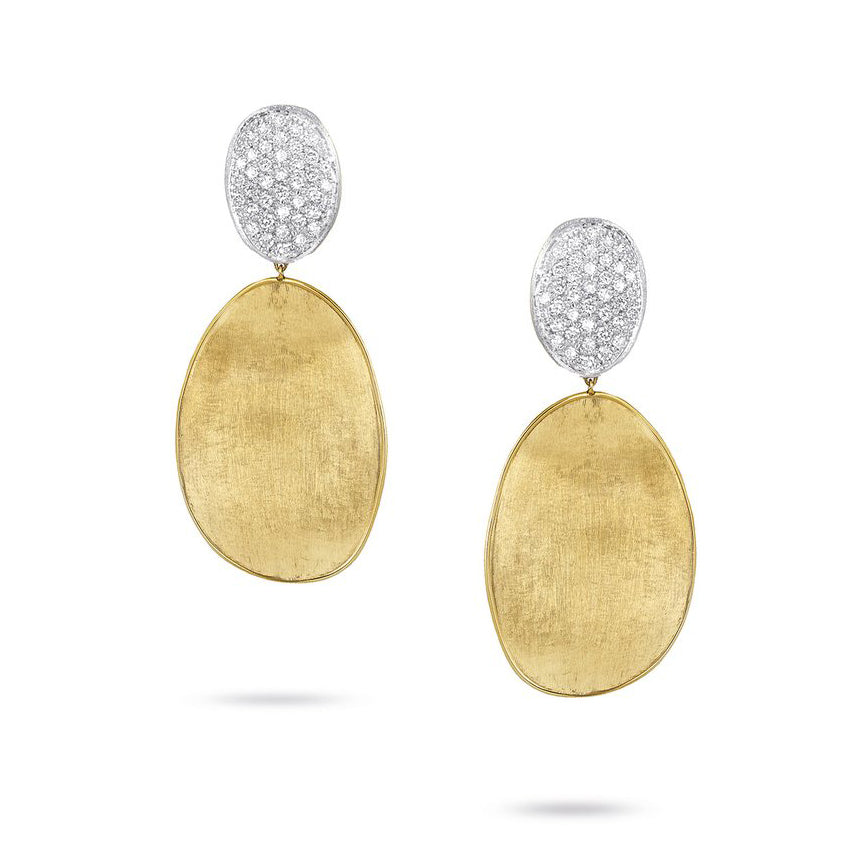 Lunaria Collection Diamond Pave Medium Double Drop Earrings in 18K Yellow Gold Marco Bicego