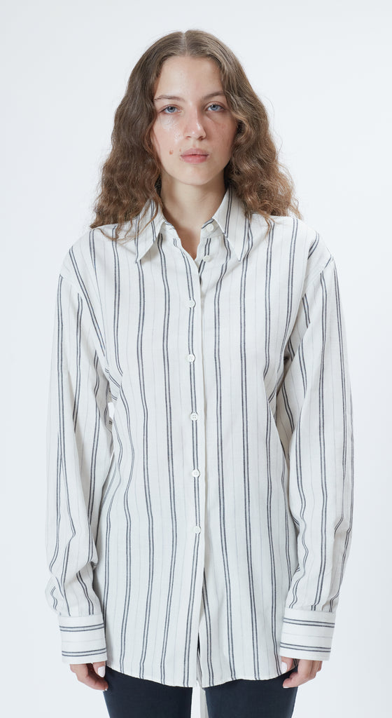 MM6 Maison Margiela Stripe Shirt in White button detail